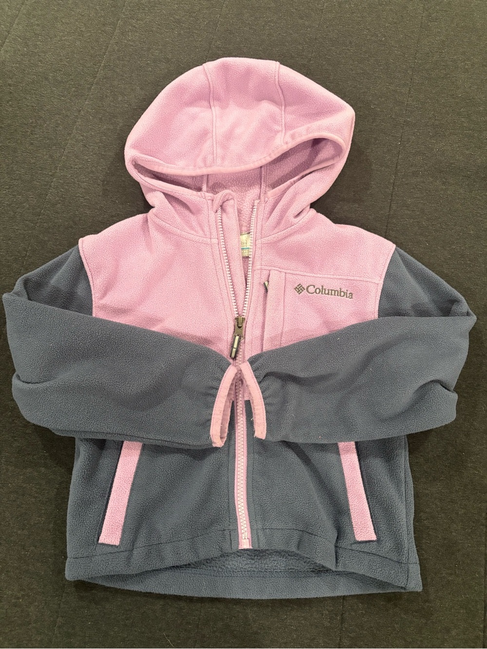 Columbia Pink and Gray Girls' Full-Zip Hooded Fleece